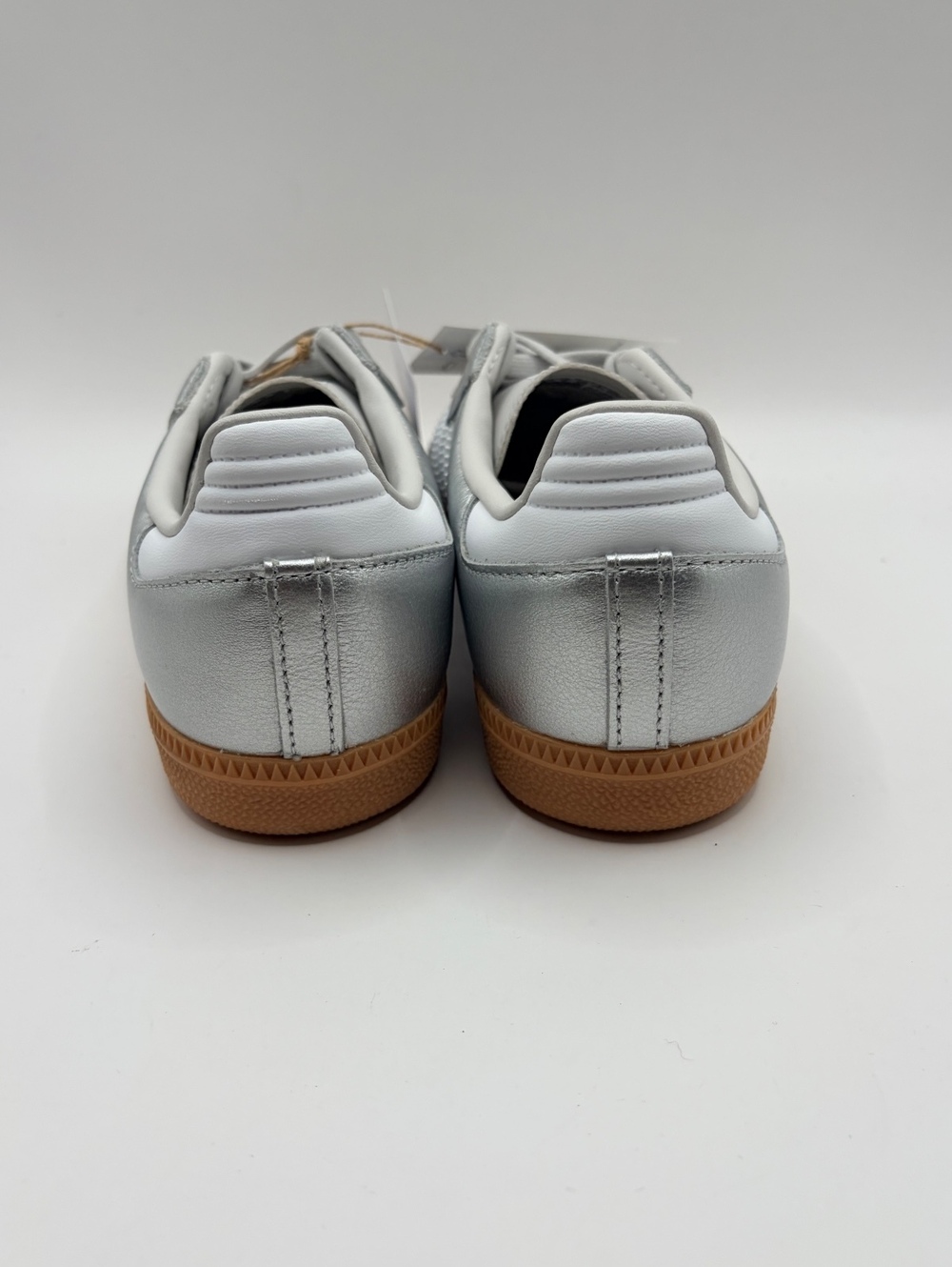 Adidas OG Samba Silver Metallic White Leather Sneakers Size 5.5/6.5 Womens - Picture 3 of 6